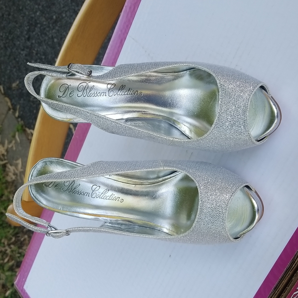 Silver sparkly pumps